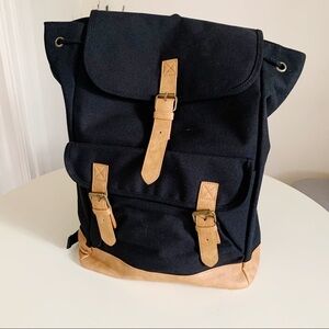DSW Black Canvas Drawstring w/ Buckle Backpack
